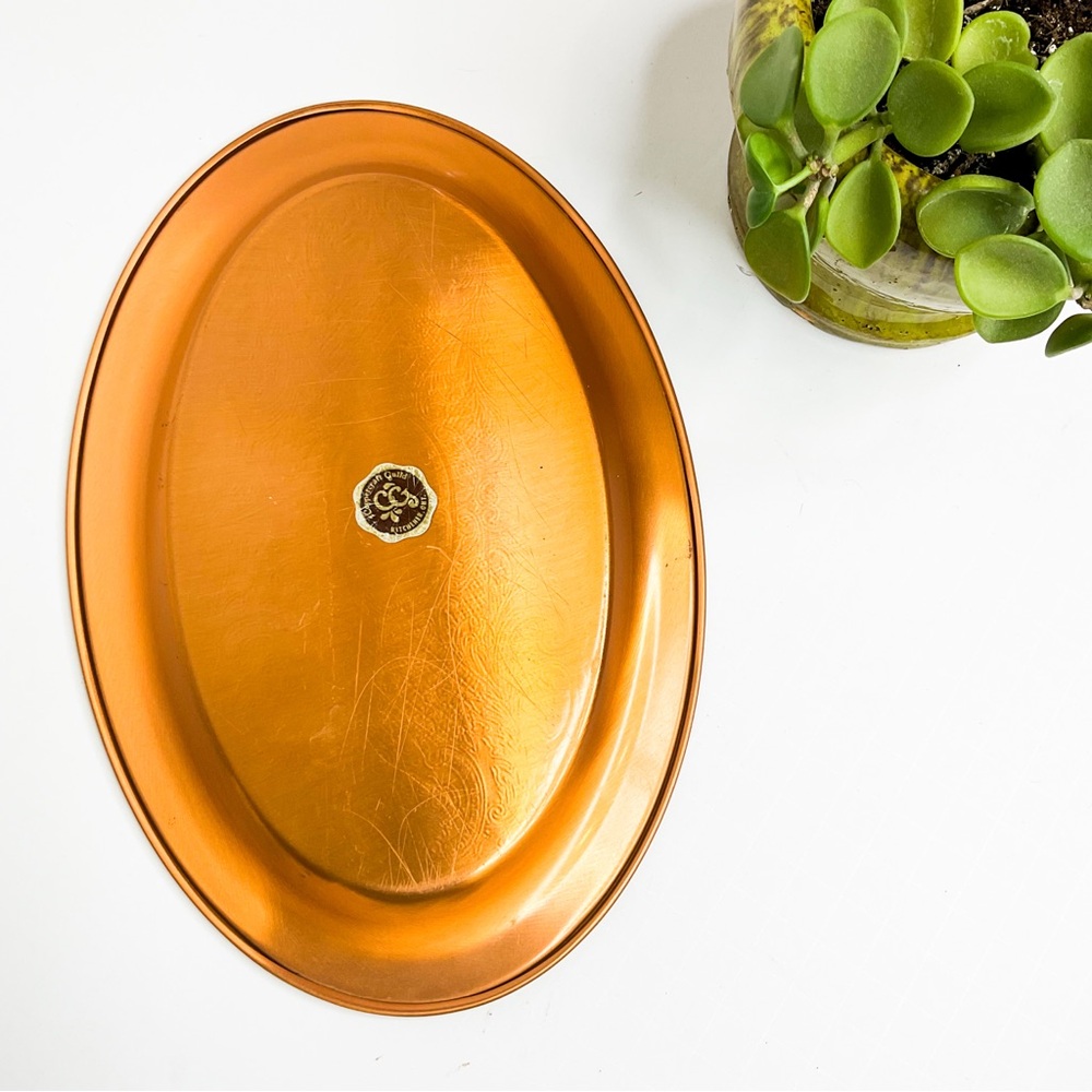 Vintage MCM Oval Copper Vanity Tray Serving Plate - Picture 4 of 6